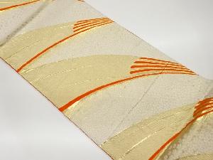 リサイクル　花に変わり扇子模様織出し袋帯